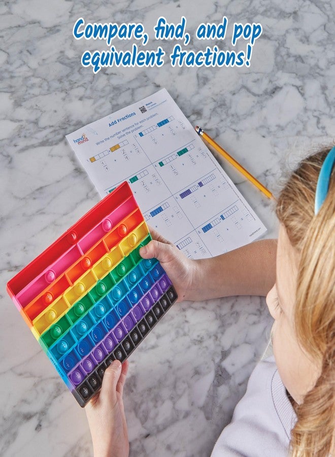 hand2mind hand2mind Rainbow Fraction Sensory Bubble Popper, Push Pop Fidget Toys for Kids, Fraction Manipulatives, Montessori Math Materials, Fine Motor Toys, Calm Down Corner Supplies, Fidgets for Classroom - Image 2
