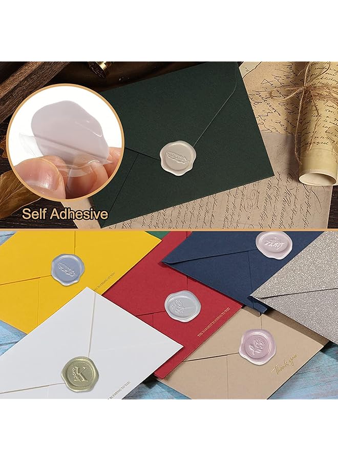 إيروريكس 108 قطعة من ملصقات ختم الشمع لدعوات الزفاف، ملصقات ختم المغلف ذاتية اللصق، جاهزة للاستخدام في أعياد الميلاد، ملصقات ختم الشمع المنقوشة بتصميم نباتي زهري لسجلات القصاصات - Image 3