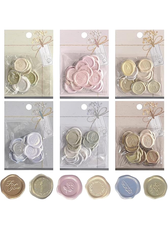 إيروريكس 108 قطعة من ملصقات ختم الشمع لدعوات الزفاف، ملصقات ختم المغلف ذاتية اللصق، جاهزة للاستخدام في أعياد الميلاد، ملصقات ختم الشمع المنقوشة بتصميم نباتي زهري لسجلات القصاصات - Image 1