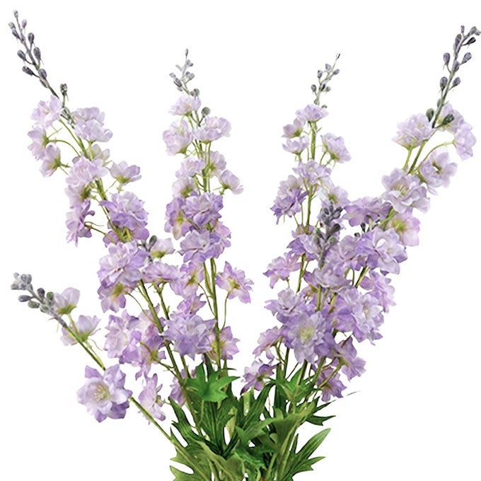 PURPLE DELPHINIUM ARTIFICIAL FLOWER LONG STEM 4PCS 335IN FAKE LARKSPUR FAUX LOOK REAL SILK PLANT BULK BOUQUET FOR OUTDOOR TALL VASE HOME GARDEN WEDDING ARRANGEMENT DECORATION