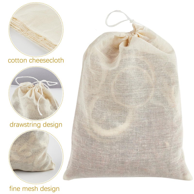 Tuzazo 24 Pack Reusable Spice Bags For Cooking  Cheesecloth Bags For Straining  Drawstring Cotton Tea Bags Soup Bags Bone Broth Brew Bags Muslin Bags (6 X 8 Inch) - Image 3