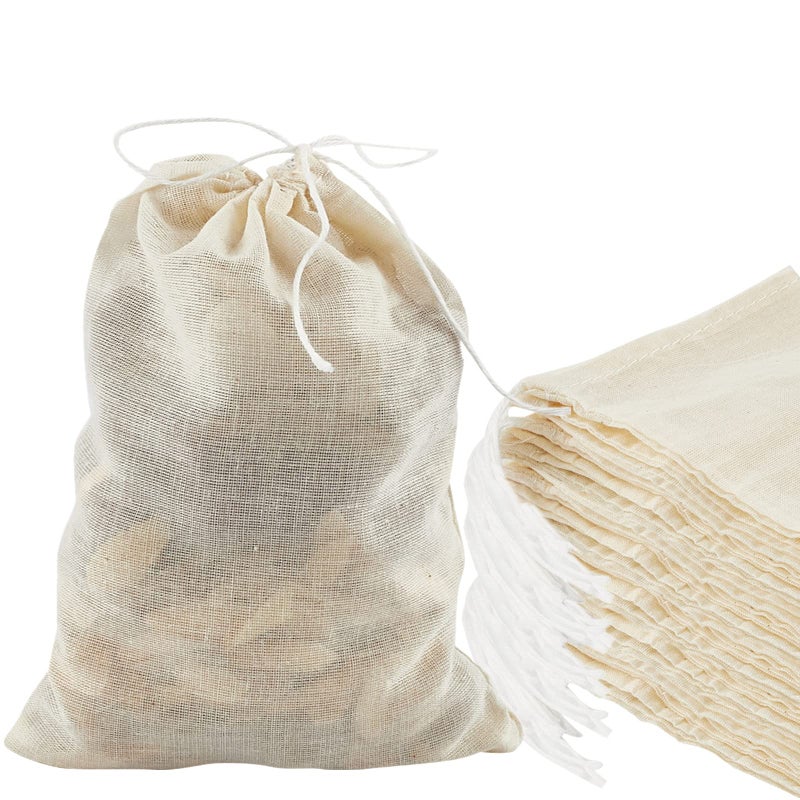 Tuzazo 24 Pack Reusable Spice Bags For Cooking  Cheesecloth Bags For Straining  Drawstring Cotton Tea Bags Soup Bags Bone Broth Brew Bags Muslin Bags (6 X 8 Inch) - Image 1