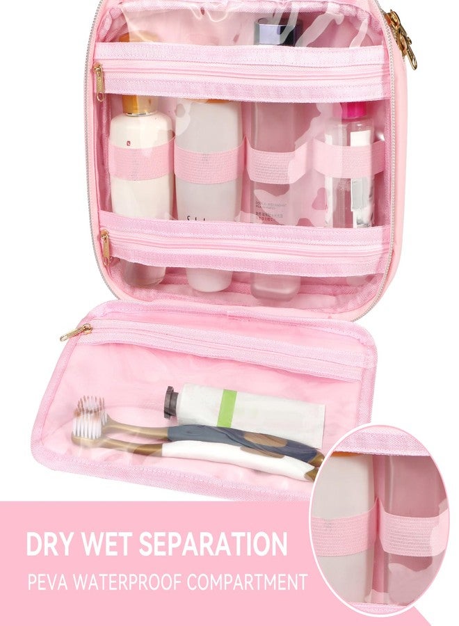 Voova Hanging Travel Toiletry Bag for Women Men, Waterproof Makeup Cosmetic Organizer Holder for Toiletries Accessories, Traveling Essentials,Shampoo,Full-Sized Container, Brushes Kit Set, Pink - Image 4