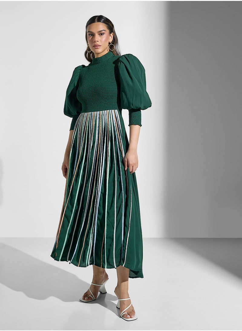 Threadz by Ajooni - Plisse Puff Sleeve Dress - Image 1