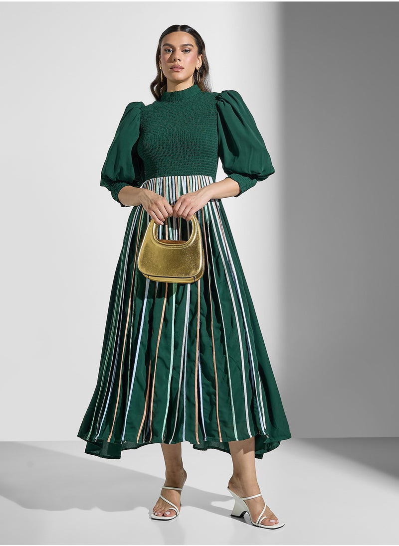 Threadz by Ajooni - Plisse Puff Sleeve Dress - Image 1