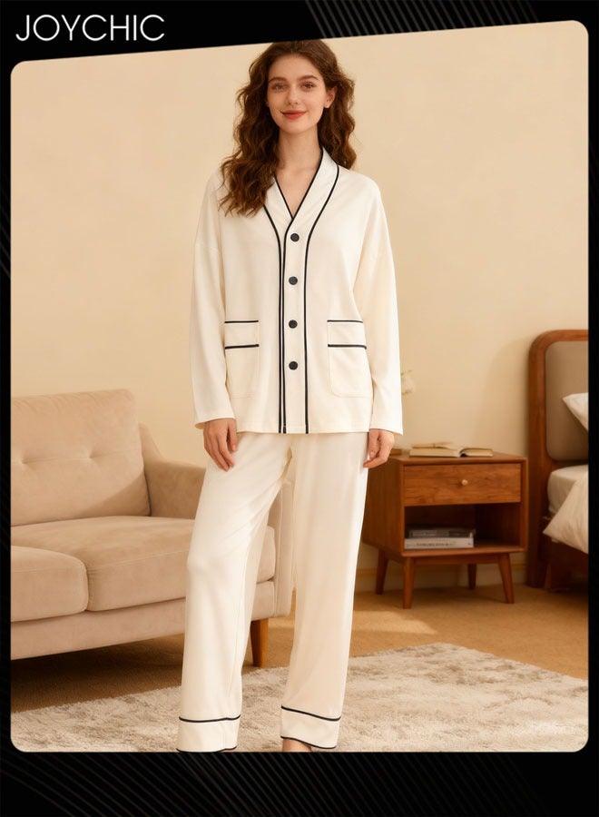 Joychic طقم بيجامة مريح طويل الأكمام للنساء لفصلي الربيع والخريف - Image 1