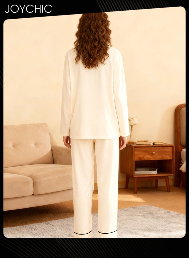Joychic طقم بيجامة مريح طويل الأكمام للنساء لفصلي الربيع والخريف - Image 3