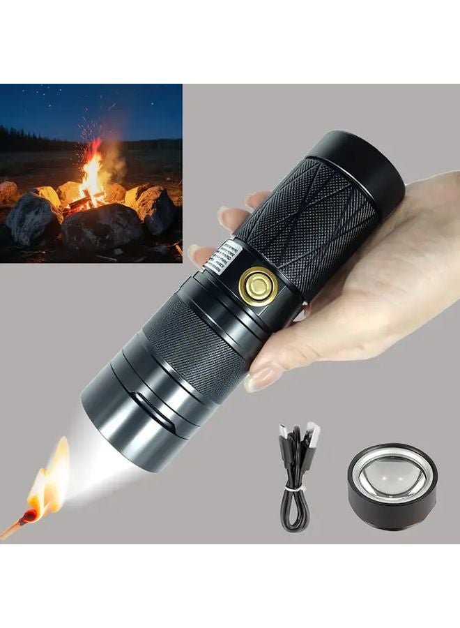 Ca Black Rechargeable LED Flashlight 6000mAh Backup Power Camping Emergency Light - Image 2