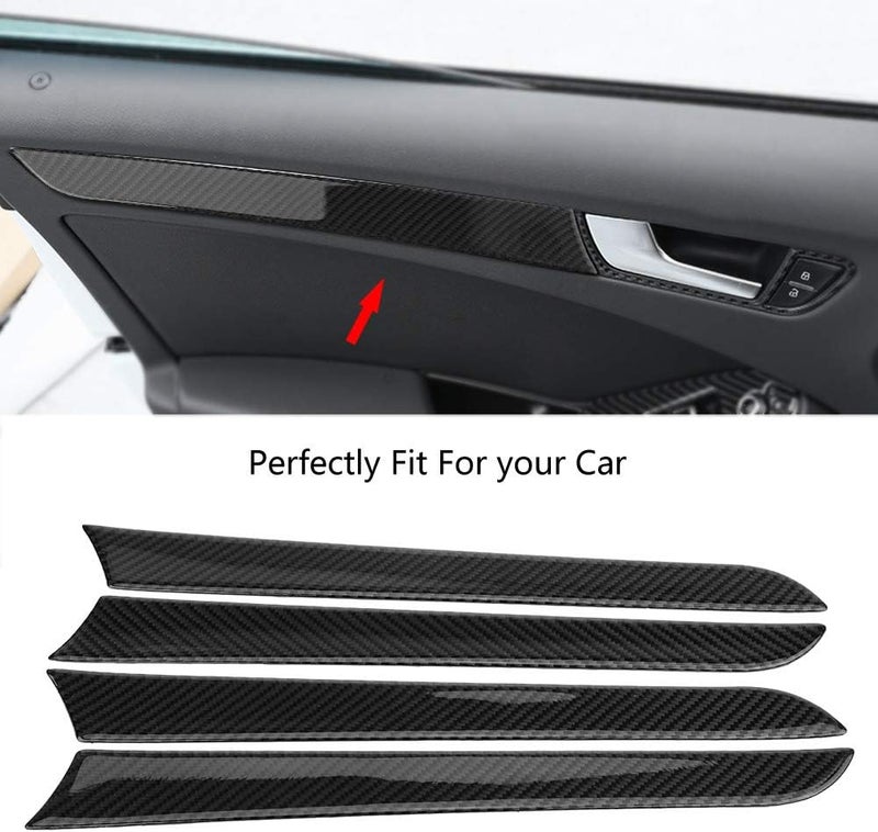 KIMISS 4 Pcs Door Side Carbon Fiber Decorative Cover Trim Stickers for Audi A4 B8 (2007-2016) - Image 4