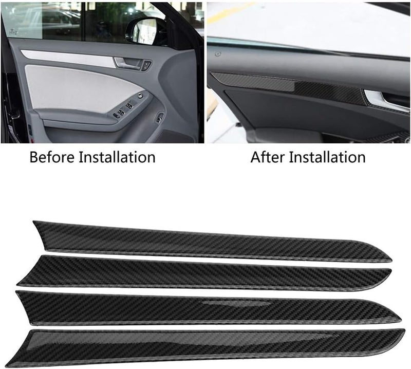 KIMISS 4 Pcs Door Side Carbon Fiber Decorative Cover Trim Stickers for Audi A4 B8 (2007-2016) - Image 3