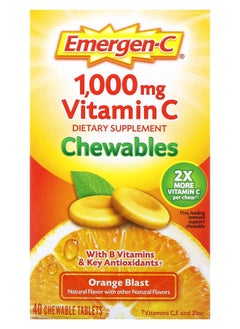 Vitamin C Chewables Orange Blast 1000 mg 40 Chewable Tablets (500 mg per Tablet)