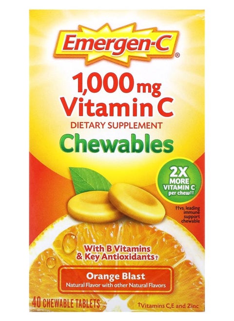 Vitamin C Chewables Orange Blast 1000 mg 40 Chewable Tablets (500 mg per Tablet)