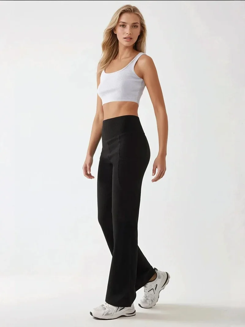 HICCUP High Waist Wide Leg Crepe Pants