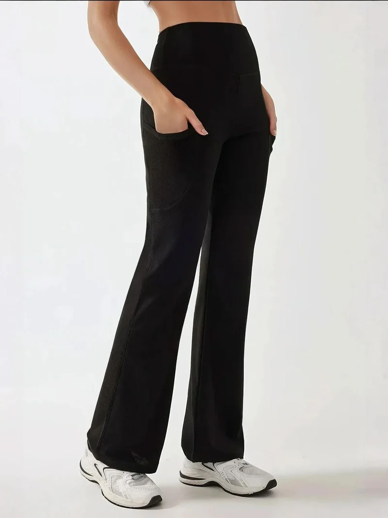 زوبعة بنطلون واسع بخصر مرتفع من الكريب