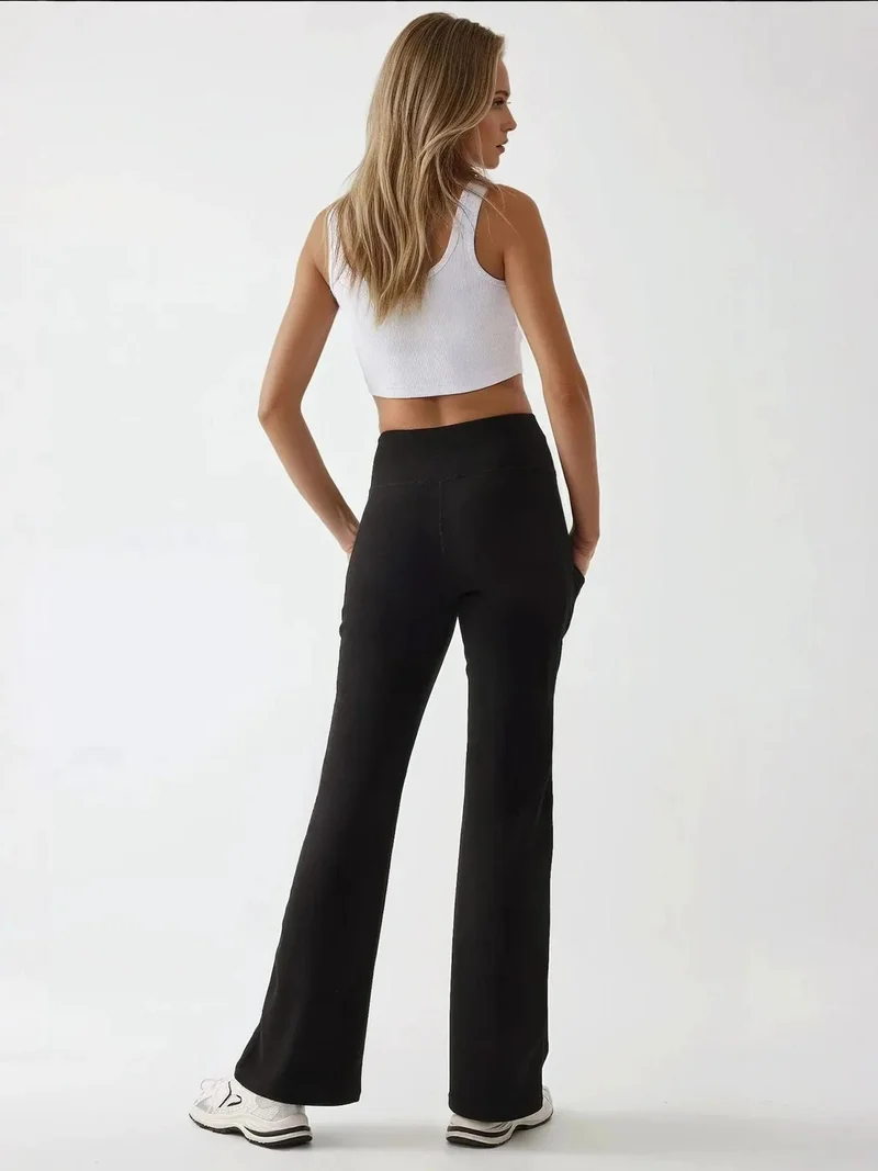 HICCUP High Waist Wide Leg Crepe Pants