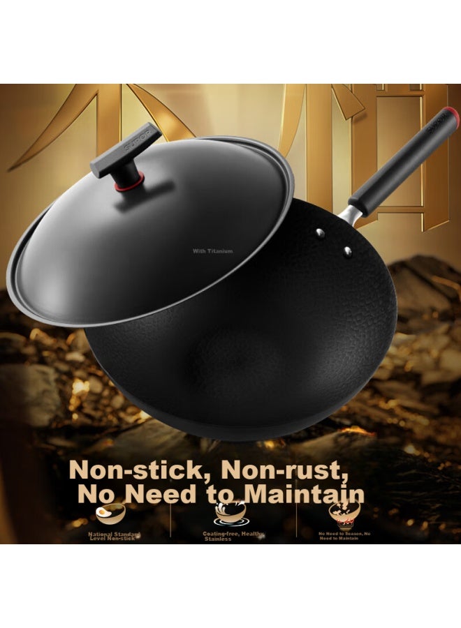 Supor Titanium Iron Non-stick Wok, 30cm Iron Pan Without Coating, Suitable For Gas Stove And Induction Cooker, Stir-fry Pan Hc30yt1 - Image 1