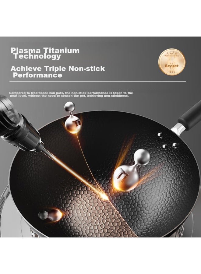 Supor Titanium Iron Non-stick Wok, 30cm Iron Pan Without Coating, Suitable For Gas Stove And Induction Cooker, Stir-fry Pan Hc30yt1 - Image 2