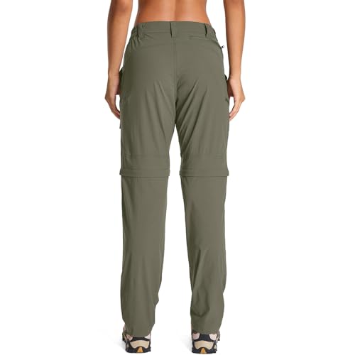Toomett Womens Hiking Pants Convertible Quick Dry Stretch Lightweight Zip Off Outdoor Safari Pants with Cargo Pockets,2195,Light Green,14 - Image 2