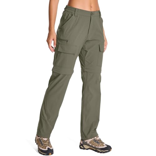 Toomett Womens Hiking Pants Convertible Quick Dry Stretch Lightweight Zip Off Outdoor Safari Pants with Cargo Pockets,2195,Light Green,14 - Image 1
