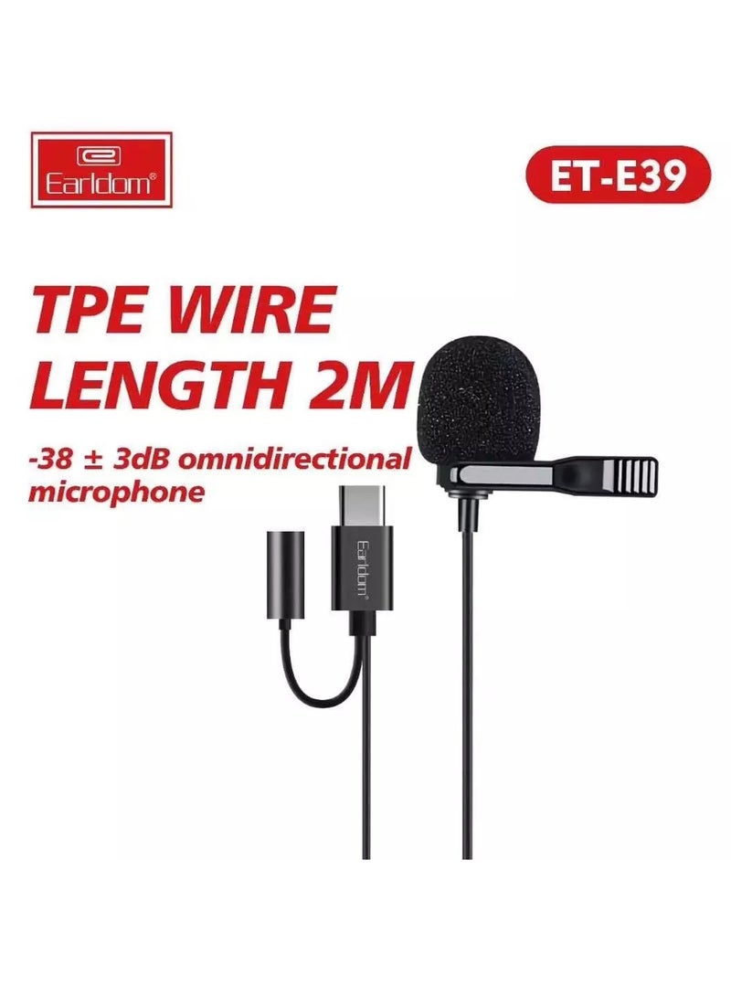 Earldom Type-C Mini Microphone 3.5mm Female & With Clip - Image 3