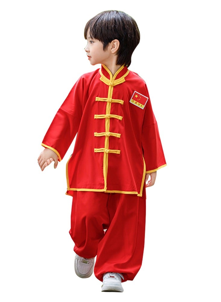 LiangSanZhi Kids Chinese Kung Fu Uniform -Costume for Boys, 2-Piece Long Sleeve Training Set (Top + Pants) for Kindergarten Activities & Cultural Shows - Image 2