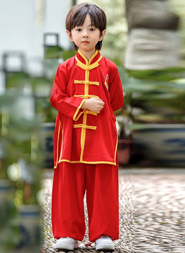 LiangSanZhi Kids Chinese Kung Fu Uniform -Costume for Boys, 2-Piece Long Sleeve Training Set (Top + Pants) for Kindergarten Activities & Cultural Shows - Image 3