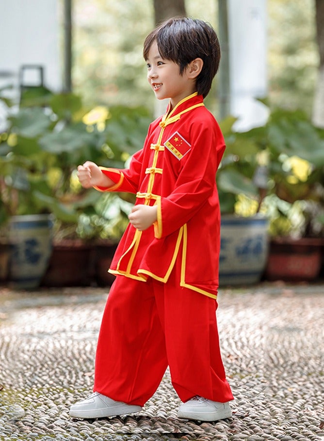 LiangSanZhi Kids Chinese Kung Fu Uniform -Costume for Boys, 2-Piece Long Sleeve Training Set (Top + Pants) for Kindergarten Activities & Cultural Shows - Image 3