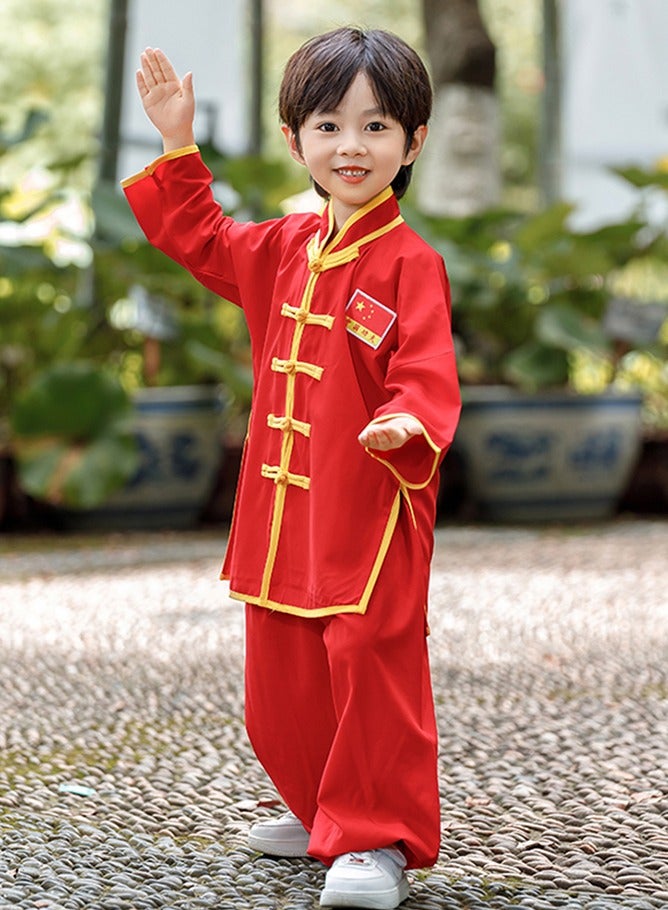 LiangSanZhi Kids Chinese Kung Fu Uniform -Costume for Boys, 2-Piece Long Sleeve Training Set (Top + Pants) for Kindergarten Activities & Cultural Shows - Image 4