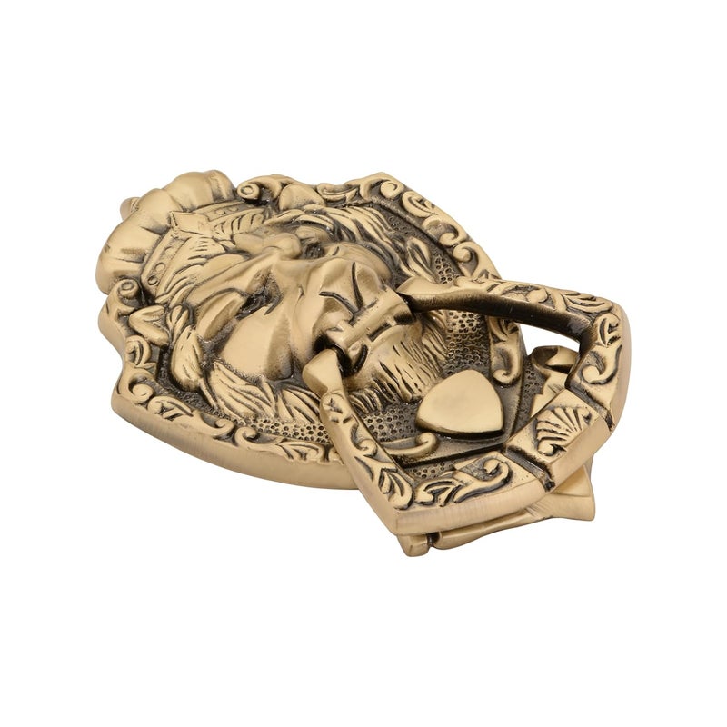 DEVDECOR Antique Brass Ring Door Knocker – Vintage Round Handle with Textured Grip for Main Door, Gate, or Cabinet – Classic Decorative Hardware (6x4 inch) - Image 4