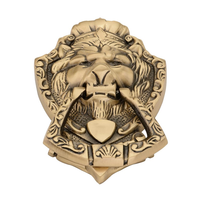 DEVDECOR Antique Brass Ring Door Knocker – Vintage Round Handle with Textured Grip for Main Door, Gate, or Cabinet – Classic Decorative Hardware (6x4 inch) - Image 1