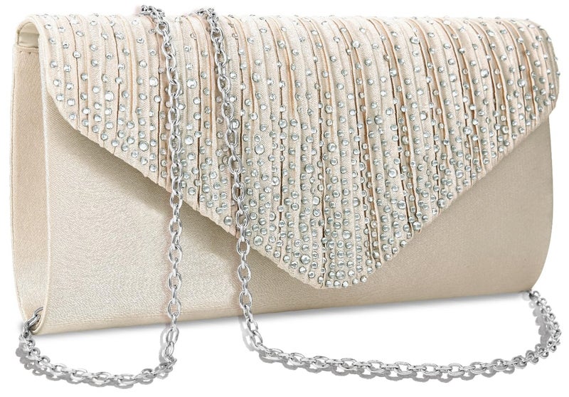 BBjinronjy Clutch Purses for Women Evening Bag Formal Rhinestone Handbags for Wedding Party Cocktail Prom Dinner Shoulder Envelope (Champagne) - Image 1