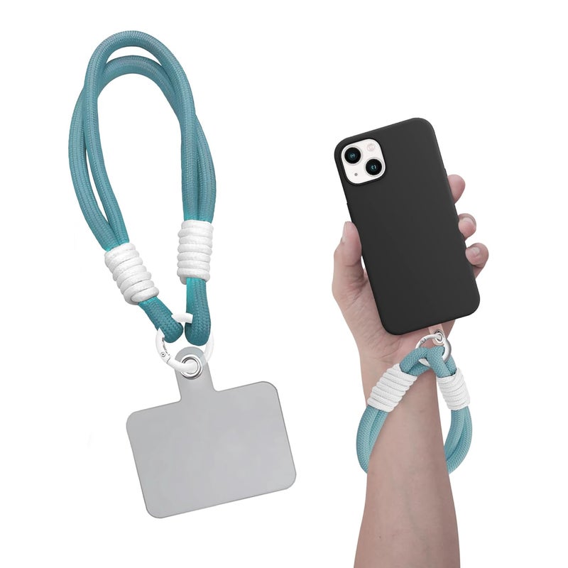 GadgetBite Phone Lanyard for iPhone Sling Hanging Chain Wrist Rope Multipurpose Hand Wrist Strap Cord Universal Anti-lost lanyard for mobile Secure and Stylish - Sky-Blue and White - Image 1