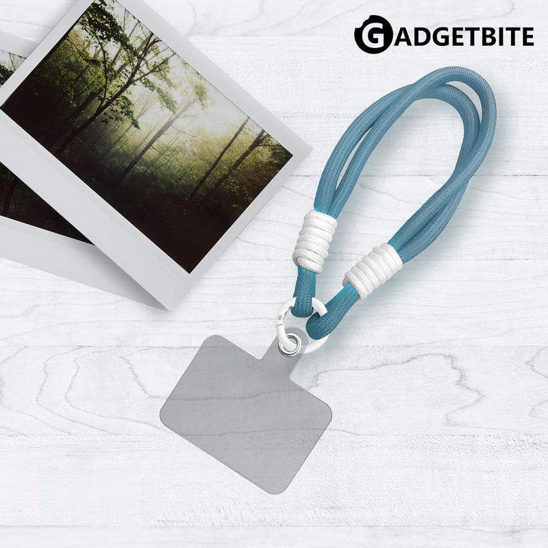 GadgetBite Phone Lanyard for iPhone Sling Hanging Chain Wrist Rope Multipurpose Hand Wrist Strap Cord Universal Anti-lost lanyard for mobile Secure and Stylish - Sky-Blue and White - Image 2