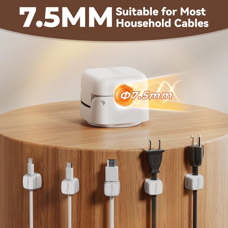 Yocice 12Pack Rotatable Cord Organizer,Spring Cable Clips Desk Cable Management Cord Holder Adhesive Phone Charger Cord Clips for Home Office Car Wall Nightstand Accessories, White - Image 3