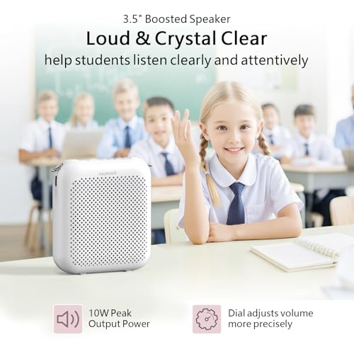 Norwii Bluetooth Voice Amplifier, Power Amplifiers, Portable Mini Wired Microphone Headset for Teacher Classroom & Outdoor Lectures, Teaching, Tour Guides, USB-C Rechargeable - 2000mAh, White - Image 3