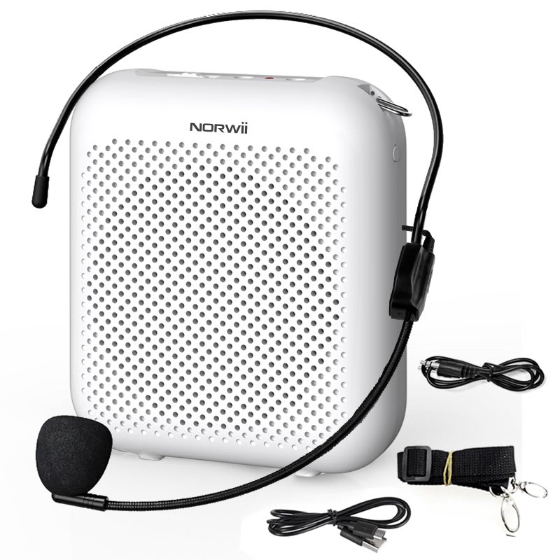 Norwii Bluetooth Voice Amplifier, Power Amplifiers, Portable Mini Wired Microphone Headset for Teacher Classroom & Outdoor Lectures, Teaching, Tour Guides, USB-C Rechargeable - 2000mAh, White - Image 4