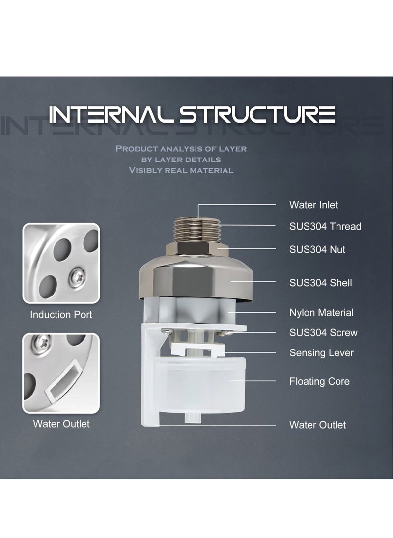 Automatic Water Level Control Float Valve, 304 Stainless Steel Mini Float Valve, Suitable for Water Trough Stock Tank Pool