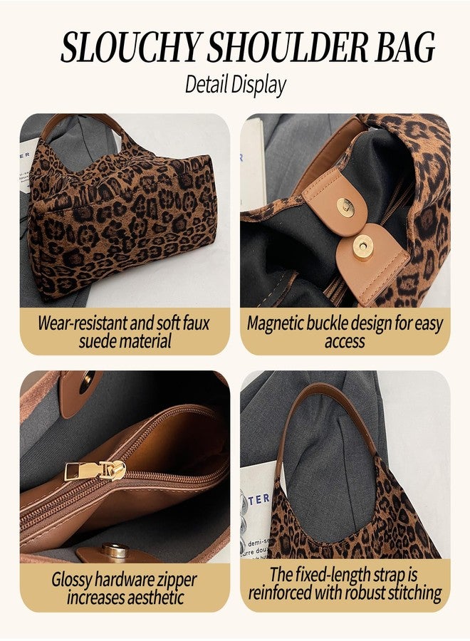 ZmingTek Brown Suede Tote Bag for Women, Fall Leopard Purse Handbags Large Capacity Cheetah Slouchy Shoulder Bags 2026 Women's Trendy Animal Print Satchel for Work Travel Everyday (Leopard Brown) - Image 5