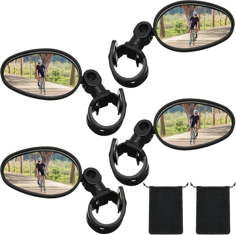 Hestya 4 Pcs Bike Mirror 360 Degree Adjustable Safe Rotatable Handlebar Mirror Bicycle Accessories Shockproof Acrylic Convex for Mountain Road Bike - Image 1