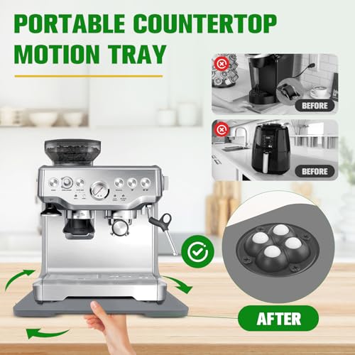 Taladad Appliance Slider 360° Rolling Tray for Coffee Maker- Bamboo Coffee Pot Slider Tray for Countertop Rotation Sliding Tray with Wheels, Appliances Mat Easily from Under the Cabinet, Gray (15.7"×13") - Image 2