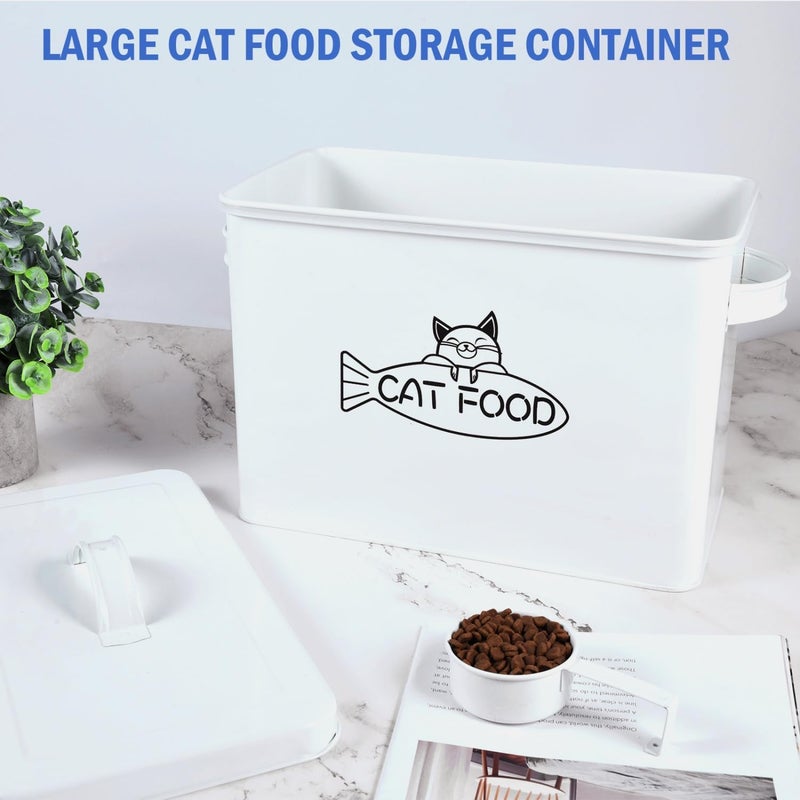 فومدوا حاوية تخزين طعام الكلاب والقطط الكبيرة من فامدوا، حاويات تخزين طعام الحيوانات الأليفة ذات الطابع الريفي مع غطاء وملعقة طعام جاف، حاوية قطط متينة ومحكمة الإغلاق بسعة 12-13 رطلاً، هدية رائعة لأصحاب الحيوانات الأليفة - Image 3