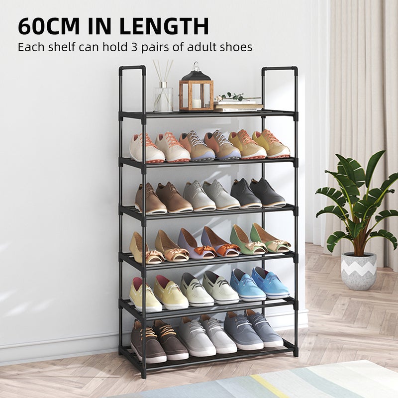 Shoe Rack 4 Tier / 6 Tier Shoe Organizer with 4 Shelves / 6 Shelves Metal Shoe Storage Stackable for Living Room Hallway Entrance Black - Image 5