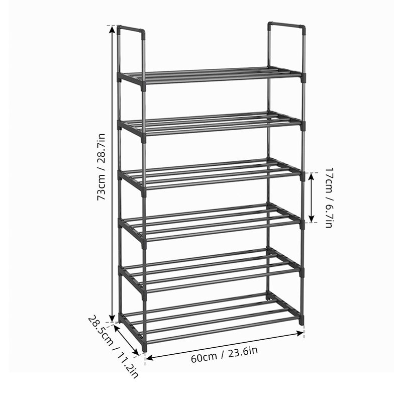 Shoe Rack 4 Tier / 6 Tier Shoe Organizer with 4 Shelves / 6 Shelves Metal Shoe Storage Stackable for Living Room Hallway Entrance Black - Image 3
