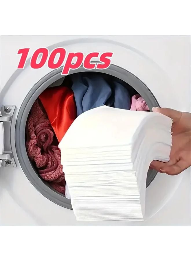 100pcs White Color Catching Sheets For Washing Machine Anti Color Absorption Anti Cloth Dyeing Ideal For Delicates And Light Colors - Image 1