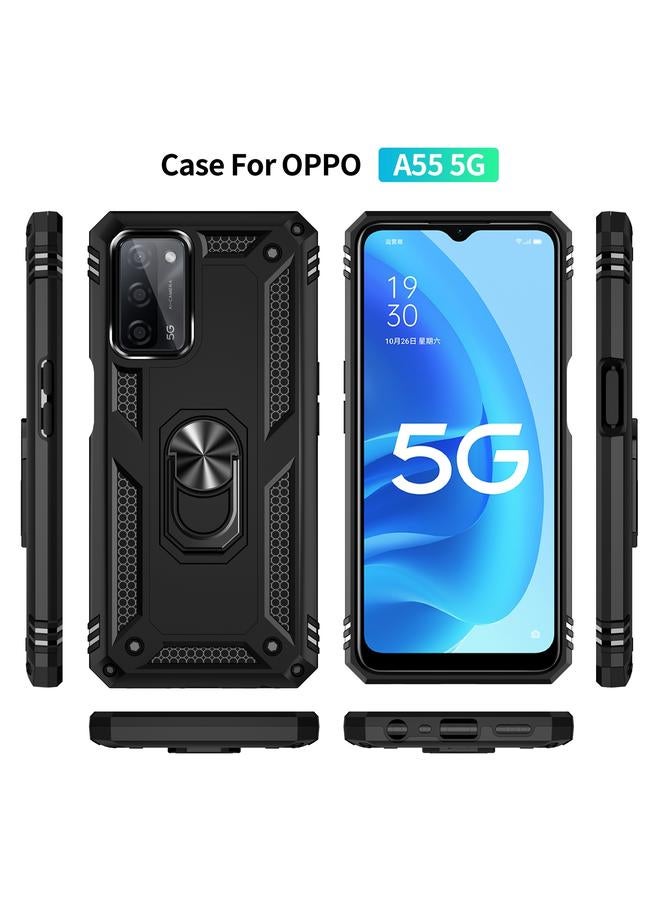 اس-توب جراب لهاتف OPPO A55 5G جراب واقٍ مقاوم للصدمات مصنوع من مادة TPU + PC مع حامل دوار 360 درجة - Image 2