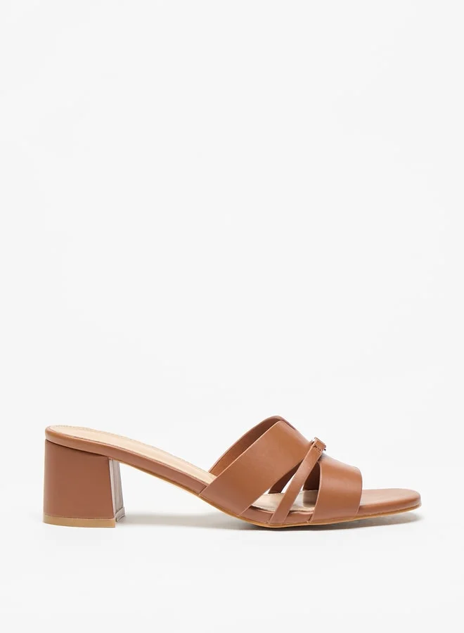 فلورا بيلا من شو إكسبرس Solid Slip-On Sandals with Block Heels