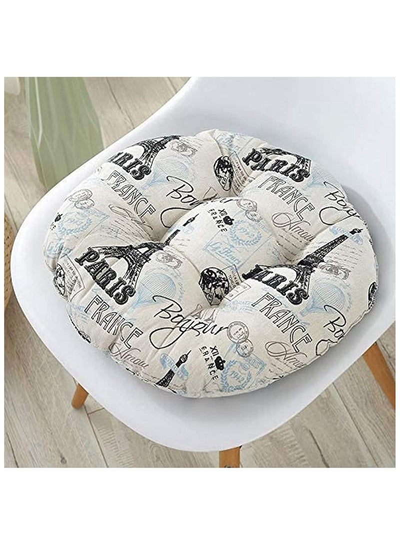 Anna Comfortable Breathable Round Chair Cushion for Office - Cotton and Linen - Image 3