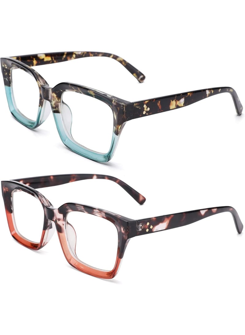 Zikra Classic Non-prescription Clear Lens Eyeglasses for Women, 2Pcs Fashion Vintage Square Frame Fake Eyeglasses, Anti-Blue Full Frame Retro Simple Frame Glasses for Travel Holiday - Image 1