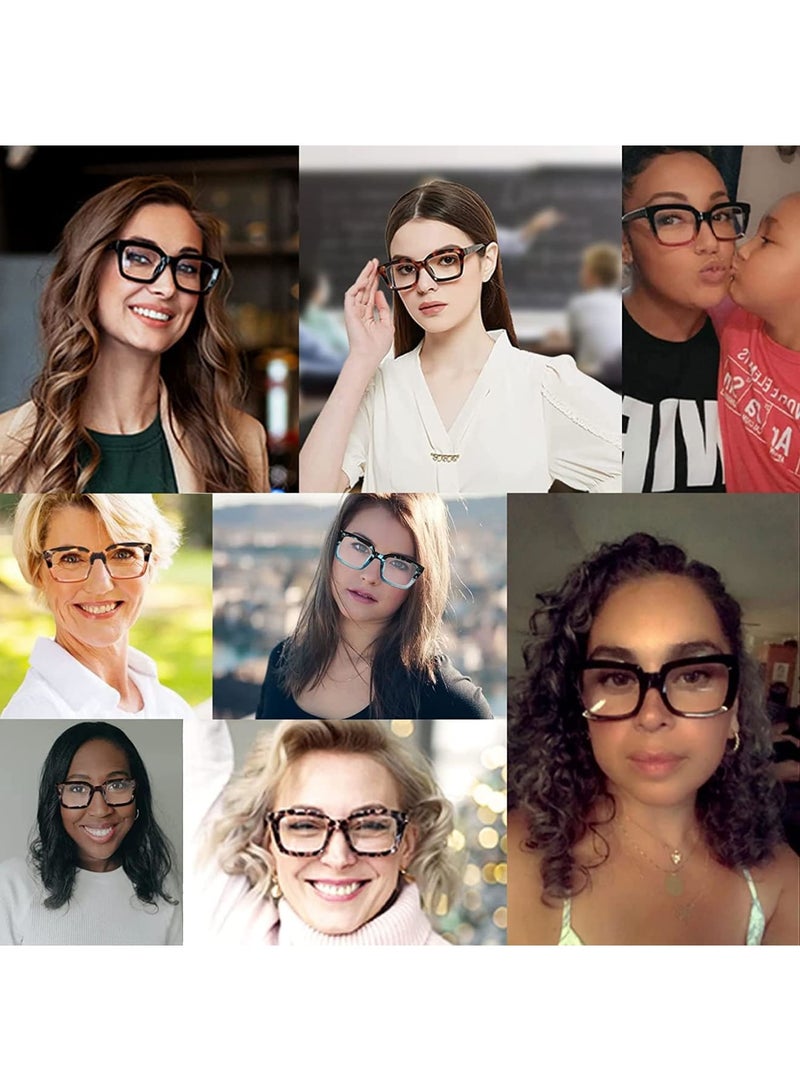 Zikra Classic Non-prescription Clear Lens Eyeglasses for Women, 2Pcs Fashion Vintage Square Frame Fake Eyeglasses, Anti-Blue Full Frame Retro Simple Frame Glasses for Travel Holiday - Image 4