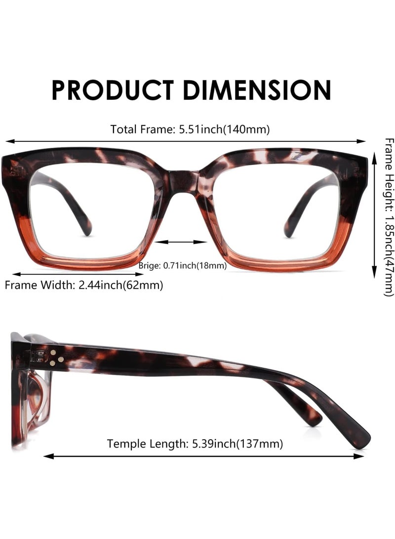 Zikra Classic Non-prescription Clear Lens Eyeglasses for Women, 2Pcs Fashion Vintage Square Frame Fake Eyeglasses, Anti-Blue Full Frame Retro Simple Frame Glasses for Travel Holiday - Image 2